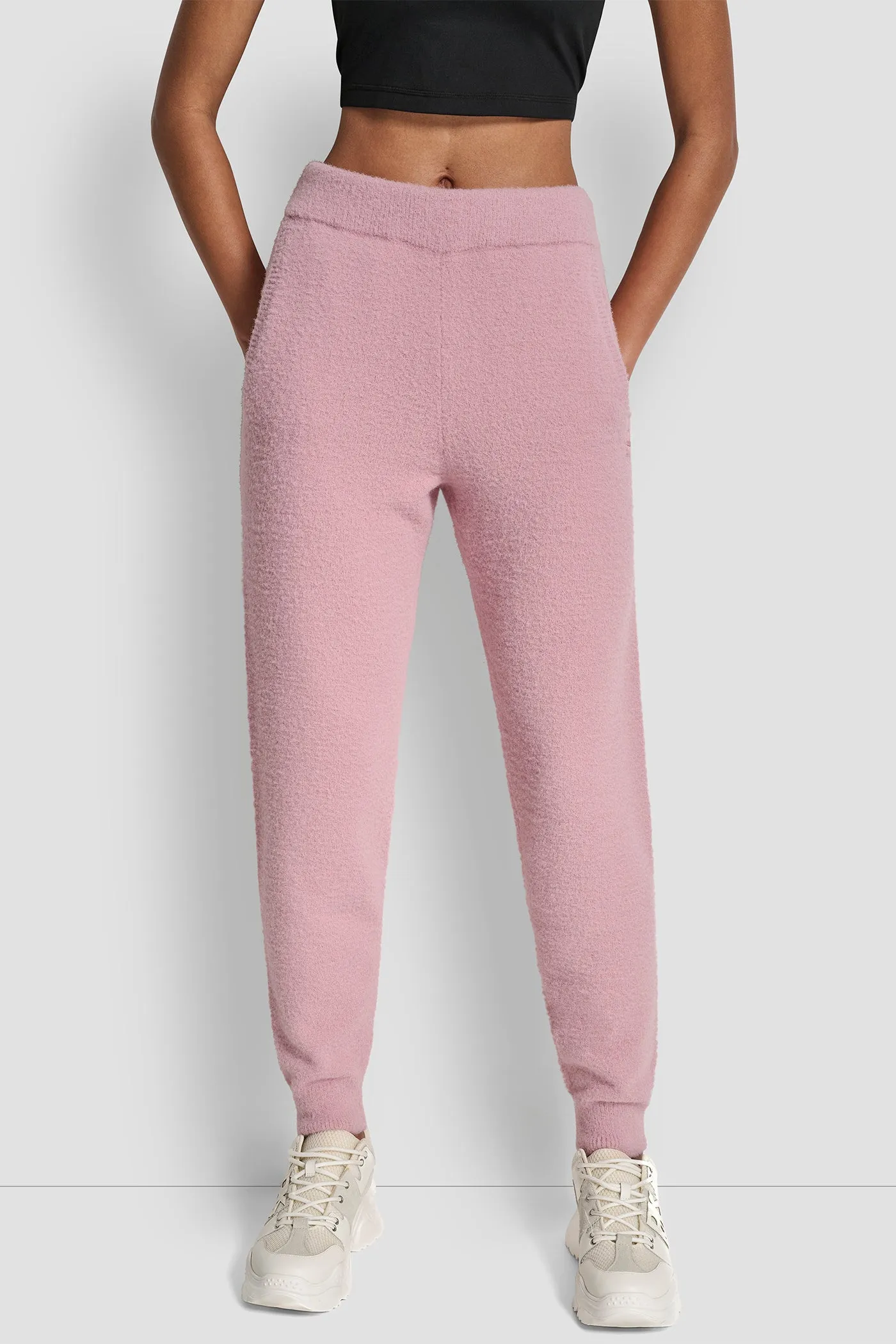 FEATHER YARN JOGGER WITH POCKETS AND TONAL LOGO sold by DKNY