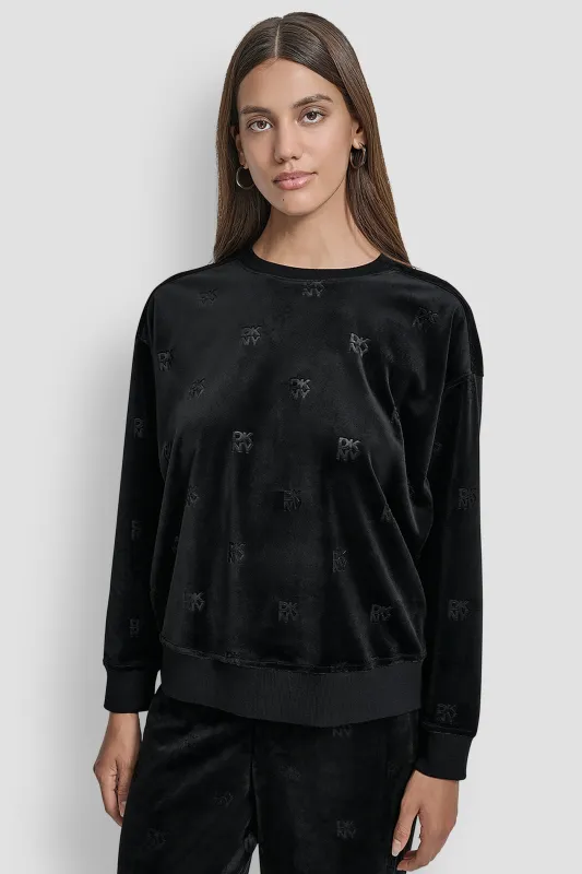 VELOUR DKNY ALL OVER PULLOVER made by DKNY