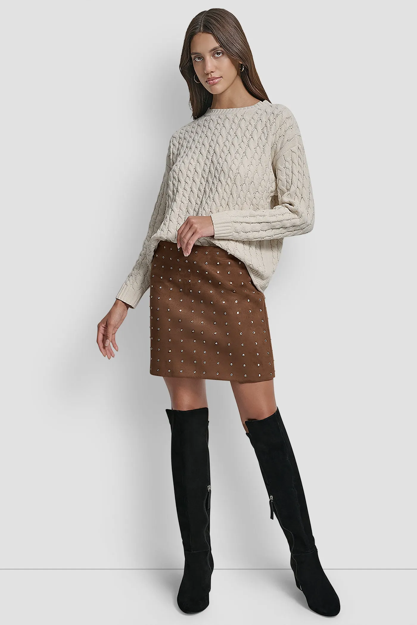 EMBELLISHED FAUX SUEDE MINI SKIRT sold by DKNY product image thumbnail 5