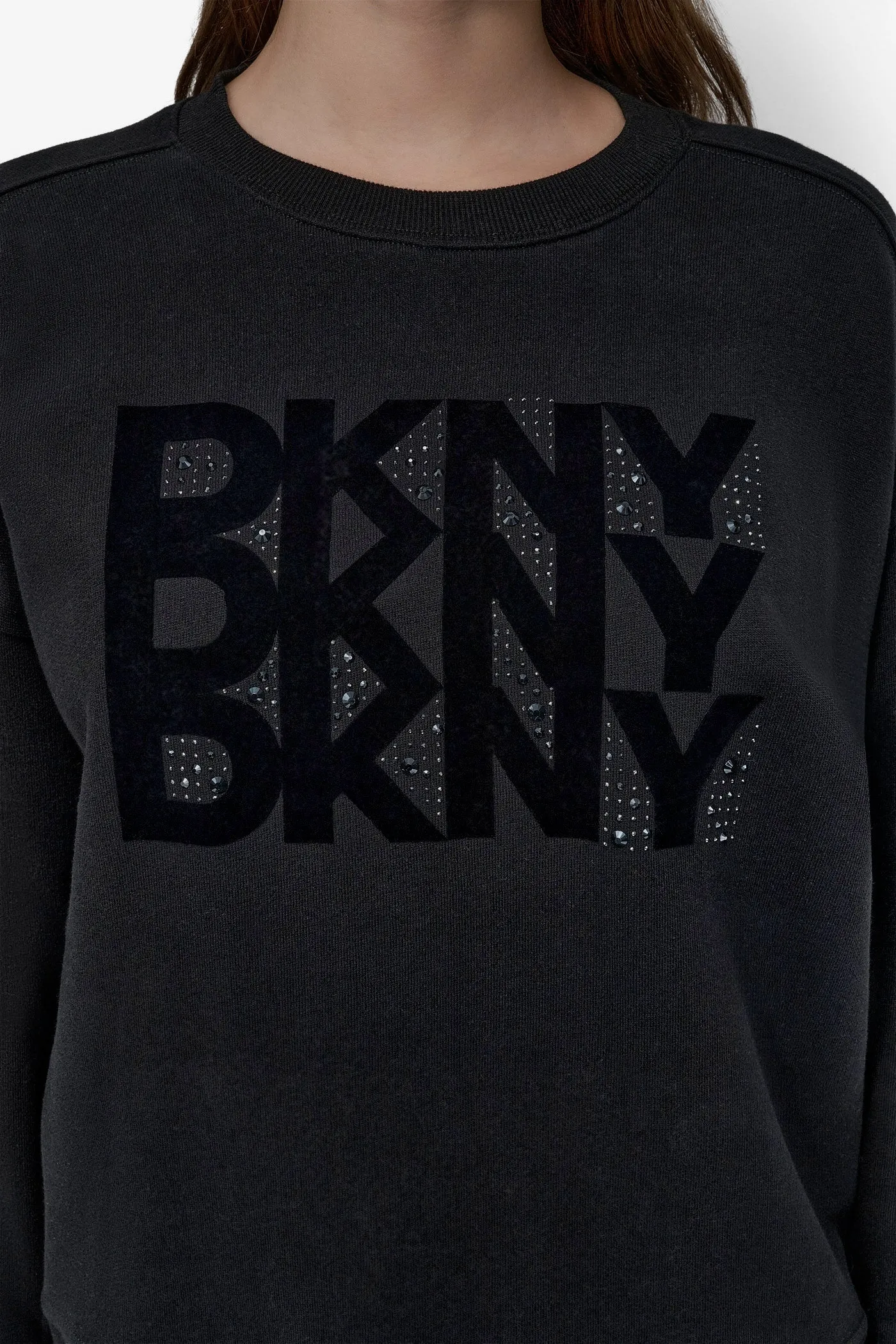 DKNY FLOCKING RHINESTONE LOGO CREW NECK SWEATSHIRT sold by DKNY product image thumbnail 4