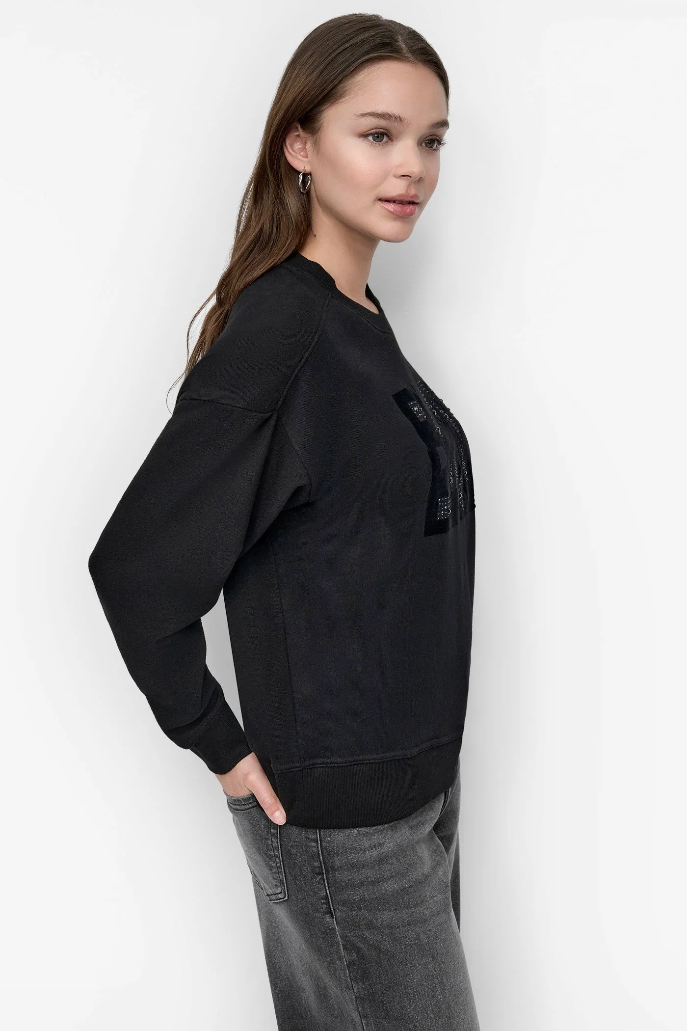 DKNY FLOCKING RHINESTONE LOGO CREW NECK SWEATSHIRT sold by DKNY product image thumbnail 3