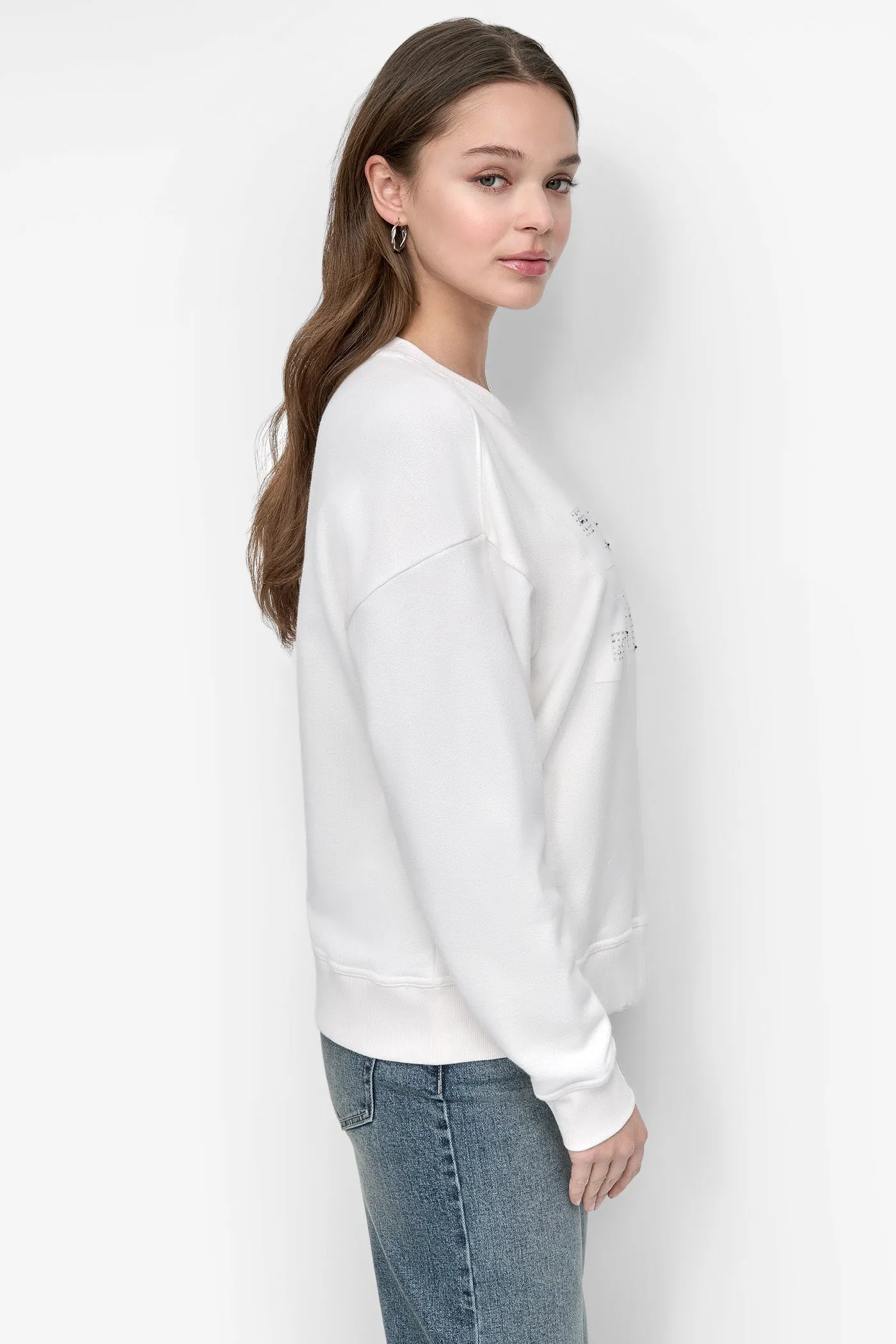 DKNY FLOCKING RHINESTONE LOGO CREW NECK SWEATSHIRT sold by DKNY product image thumbnail 3