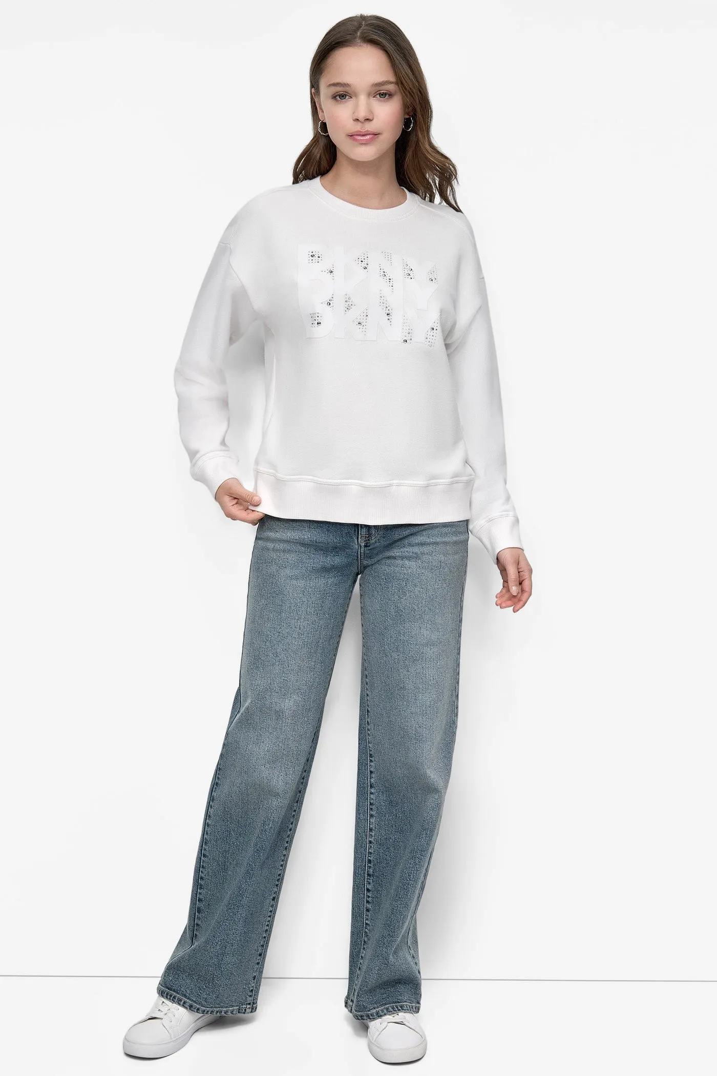 DKNY FLOCKING RHINESTONE LOGO CREW NECK SWEATSHIRT sold by DKNY product image thumbnail 5