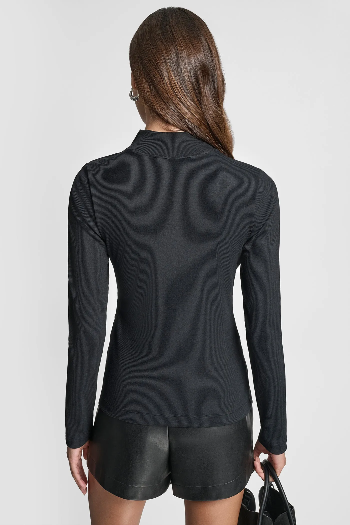 JEWEL BUTTON SHOULDER MOCK NECK LONG SLEEVE TEE sold by DKNY product image thumbnail 2