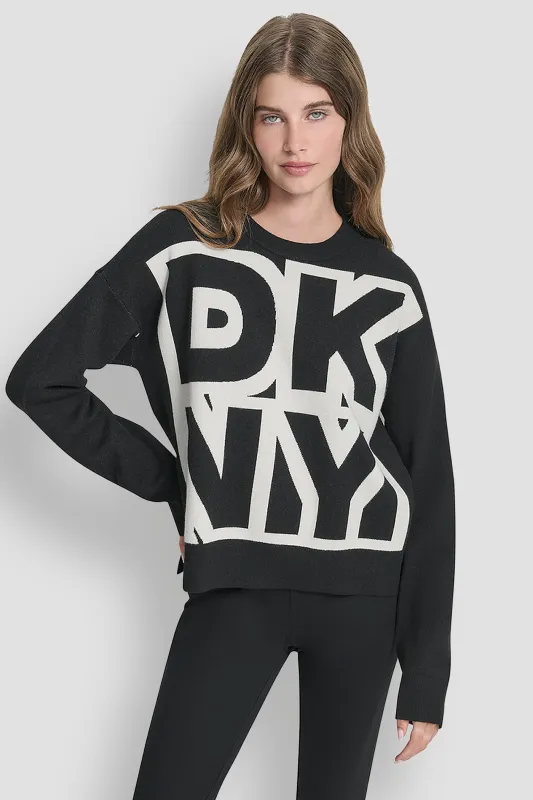 LARGE COLORBLOCK LOGO SWEATER sold by DKNY