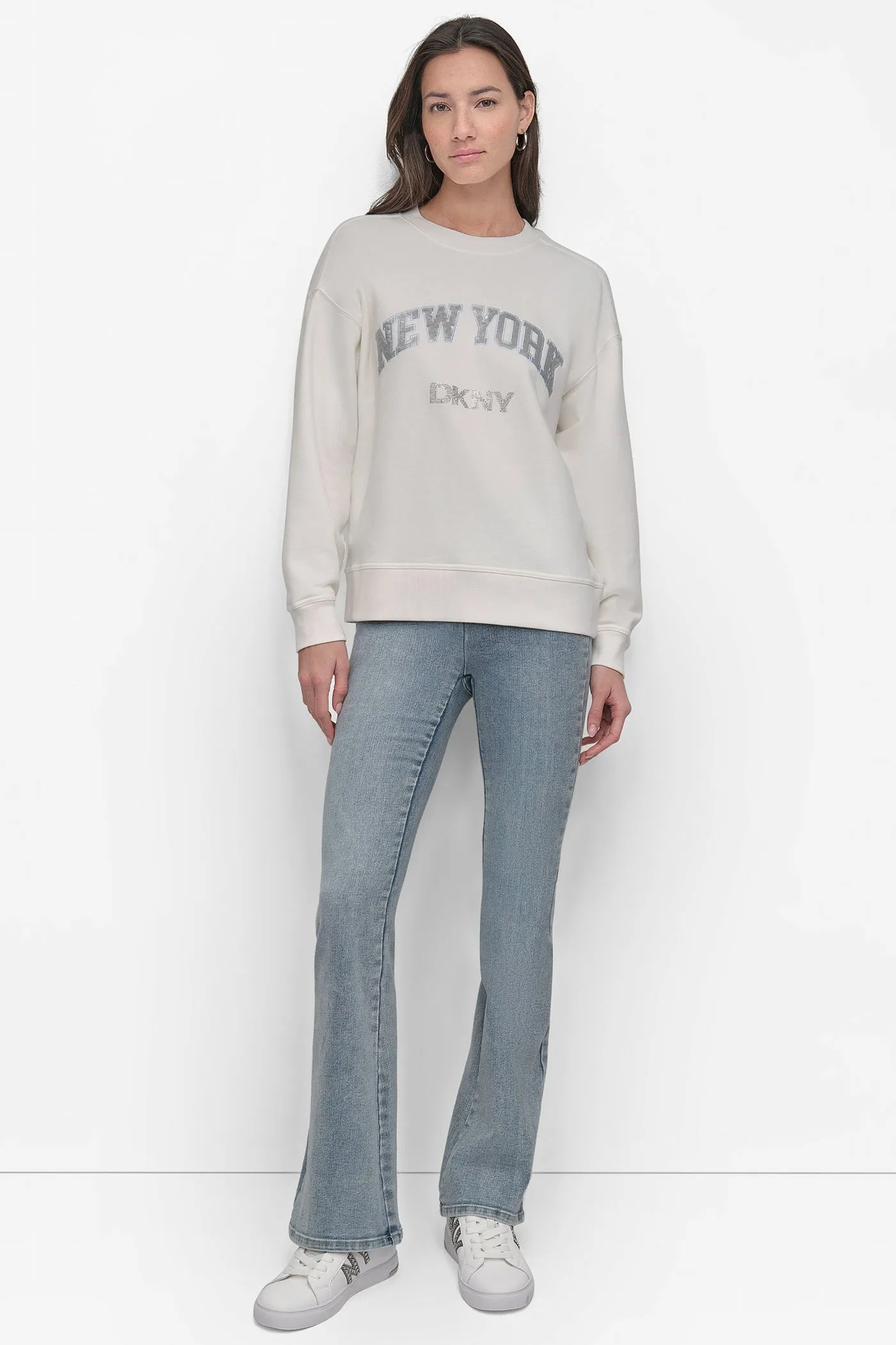 RHINESTONE STUD LOGO CREW NECK SWEATSHIRT sold by DKNY product image thumbnail 5