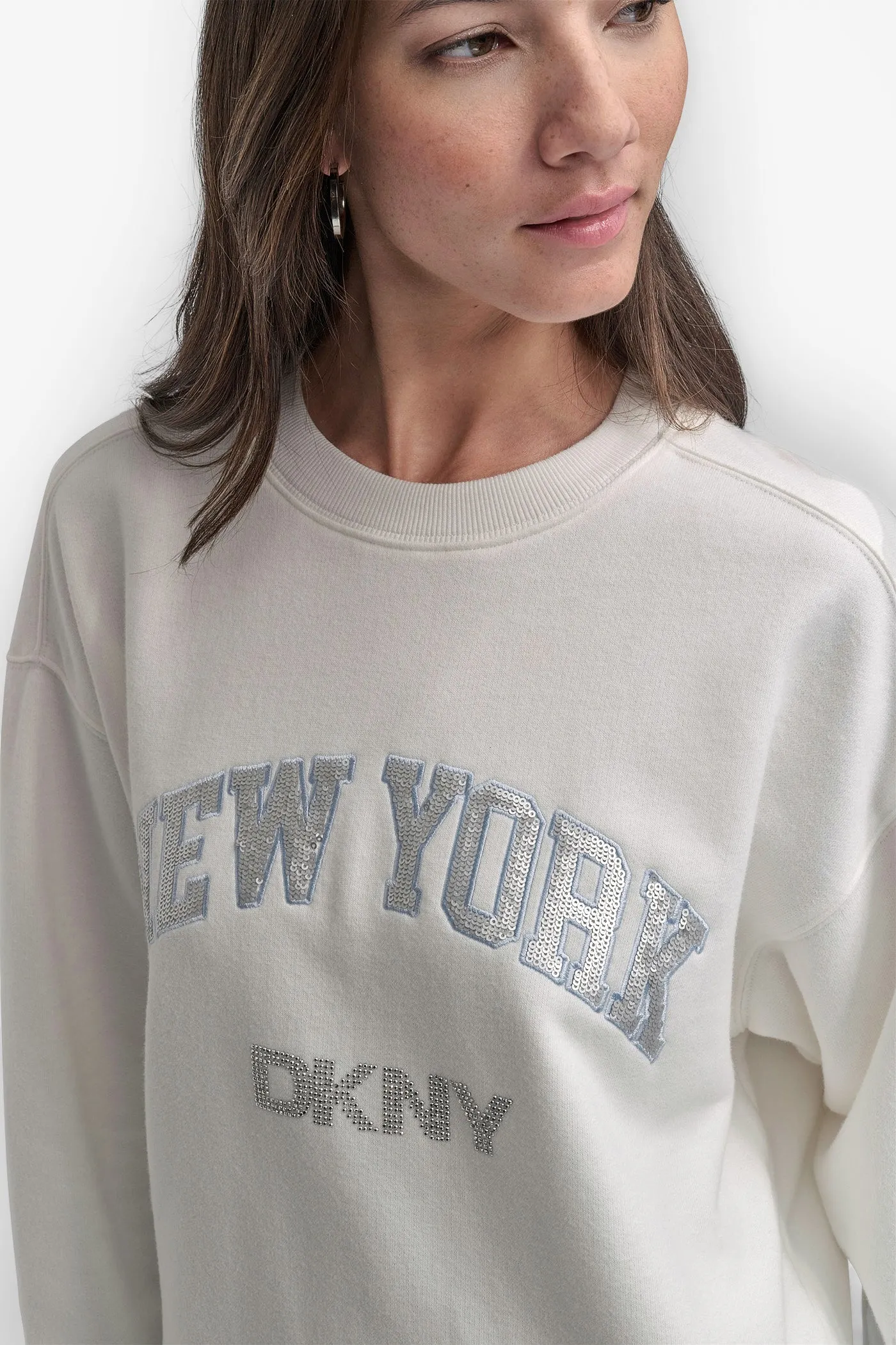 RHINESTONE STUD LOGO CREW NECK SWEATSHIRT sold by DKNY product image thumbnail 4