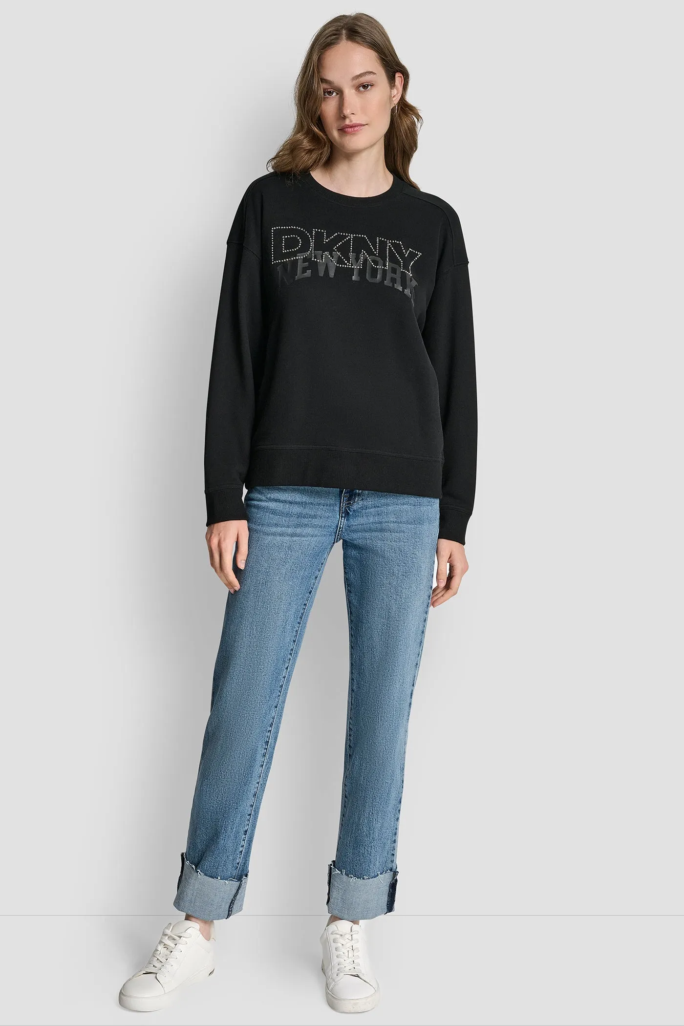 DKNY OUTLINE RHINESTONE NY PRINTED LOGO CREW NECK SWEATSHIRT sold by DKNY product image thumbnail 5