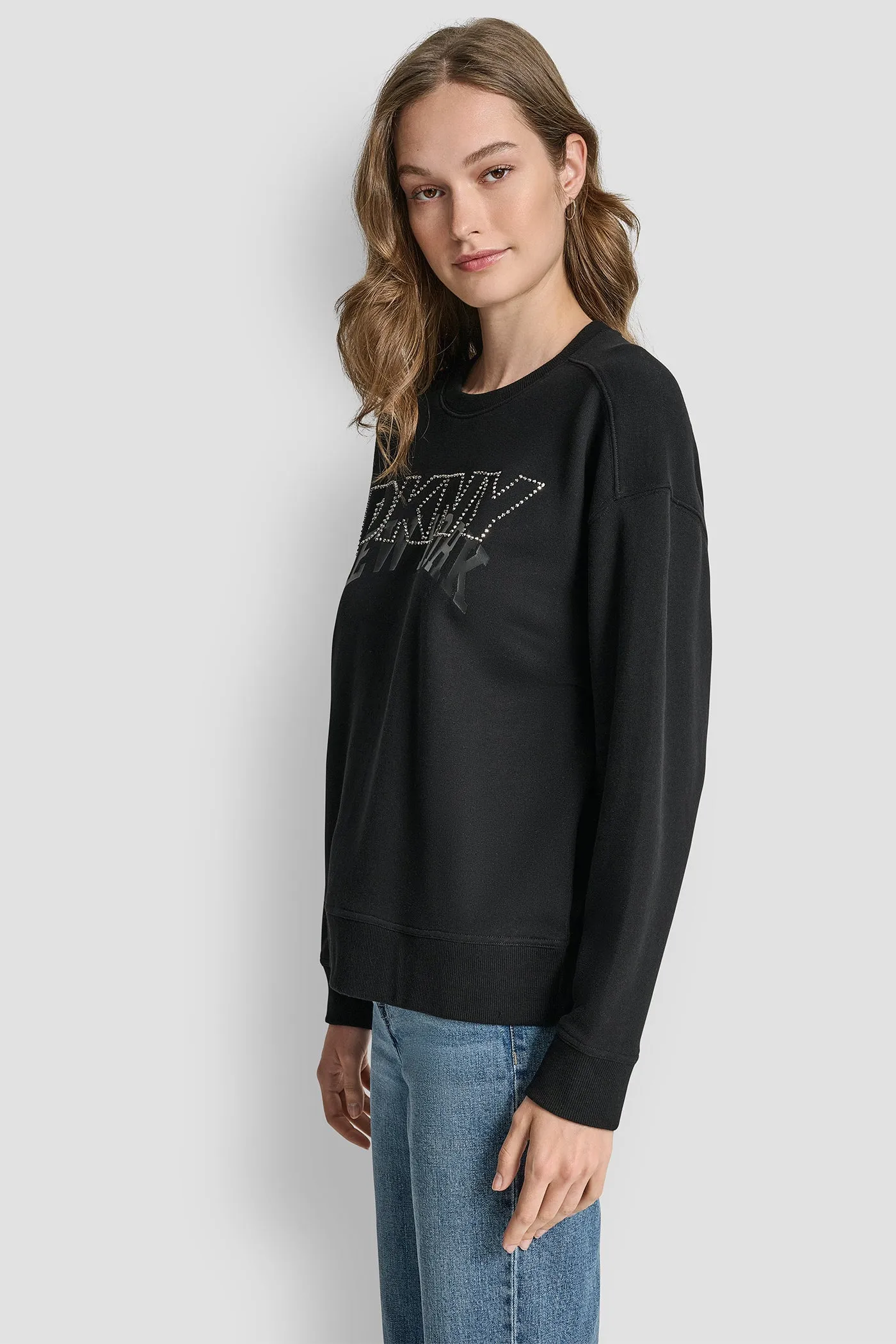 DKNY OUTLINE RHINESTONE NY PRINTED LOGO CREW NECK SWEATSHIRT sold by DKNY product image thumbnail 3