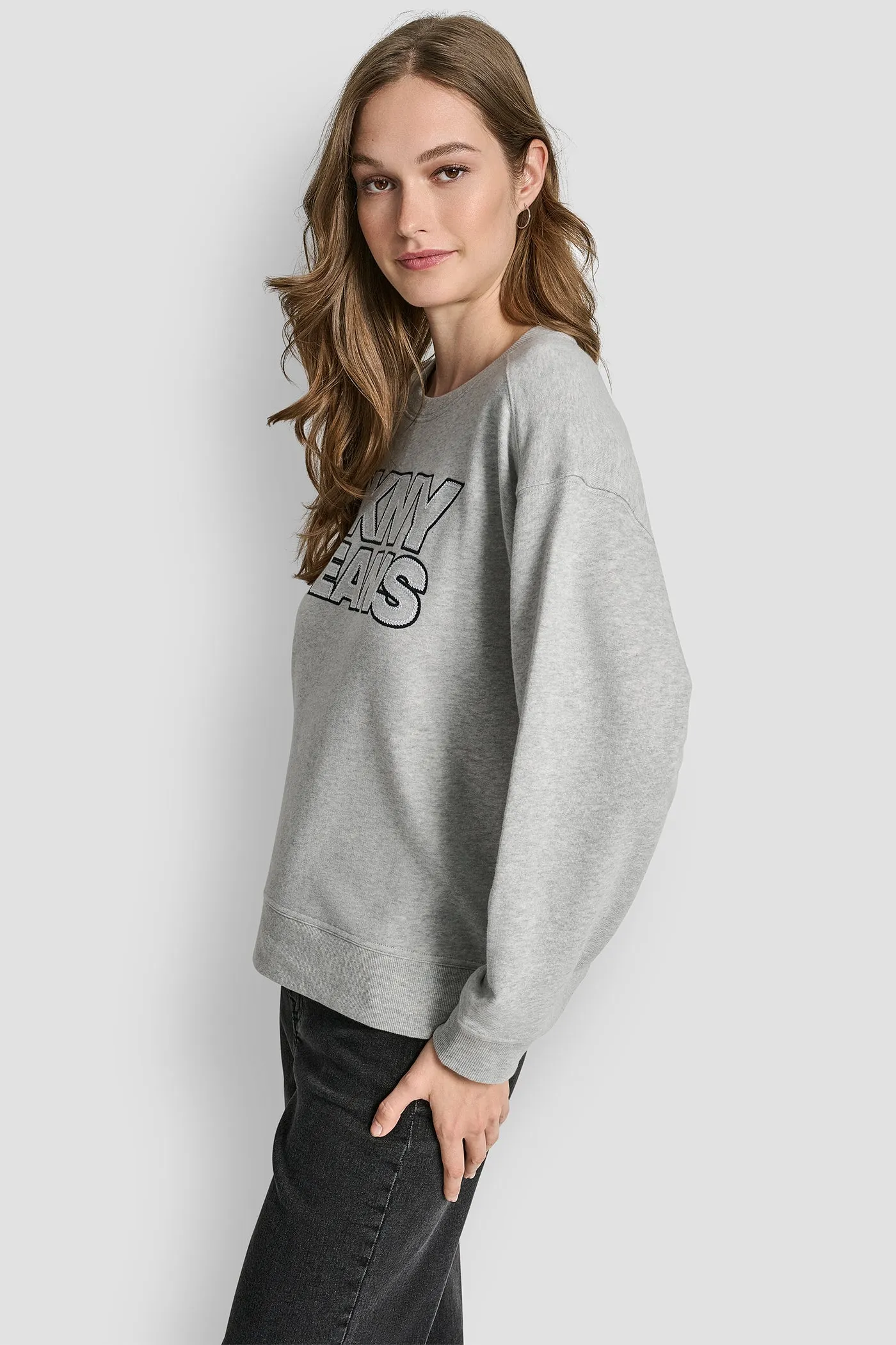 DKNY JEANS CHAINSTITCH OUTLINE LOGO CREW NECK SWEATSHIRT sold by DKNY product image thumbnail 3
