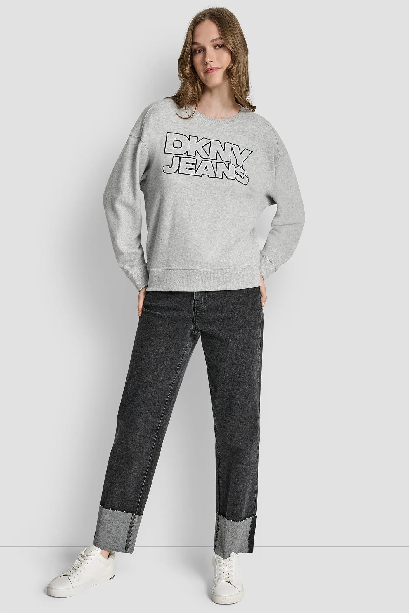 DKNY JEANS CHAINSTITCH OUTLINE LOGO CREW NECK SWEATSHIRT sold by DKNY product image thumbnail 5