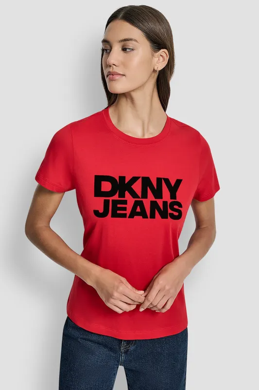 FLOCKED LOGO TEE sold by DKNY