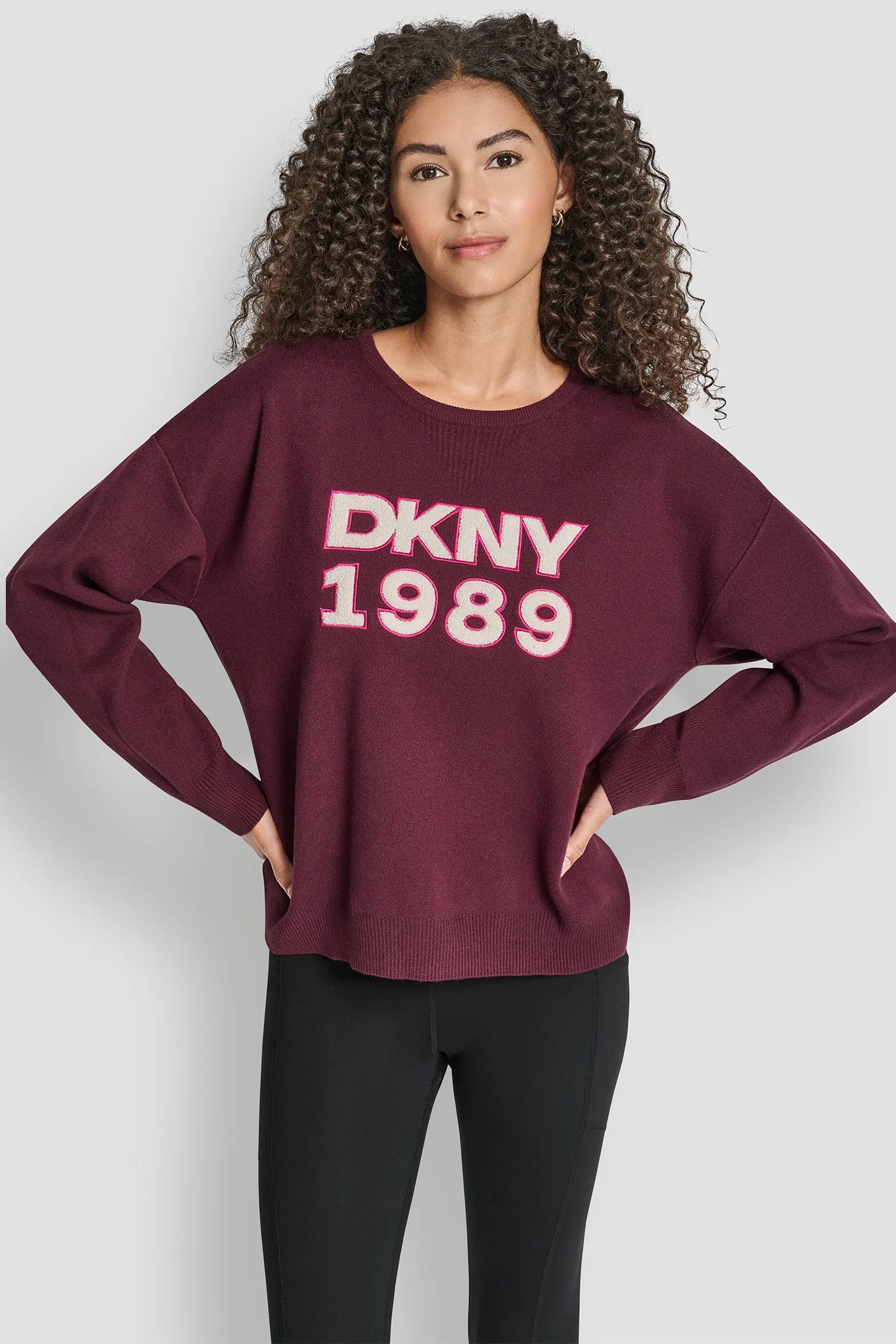 CREW NECK SWEATER WITH TEXTURED LOGO sold by DKNY