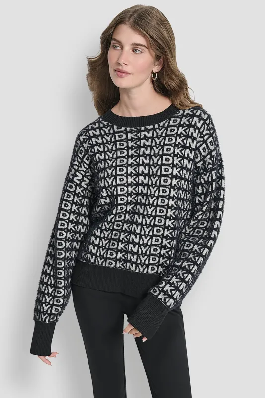FUR ALL OVER LOGO SWEATER sold by DKNY
