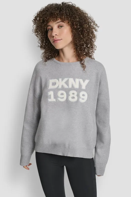 CREW NECK SWEATER WITH TEXTURED LOGO sold by DKNY