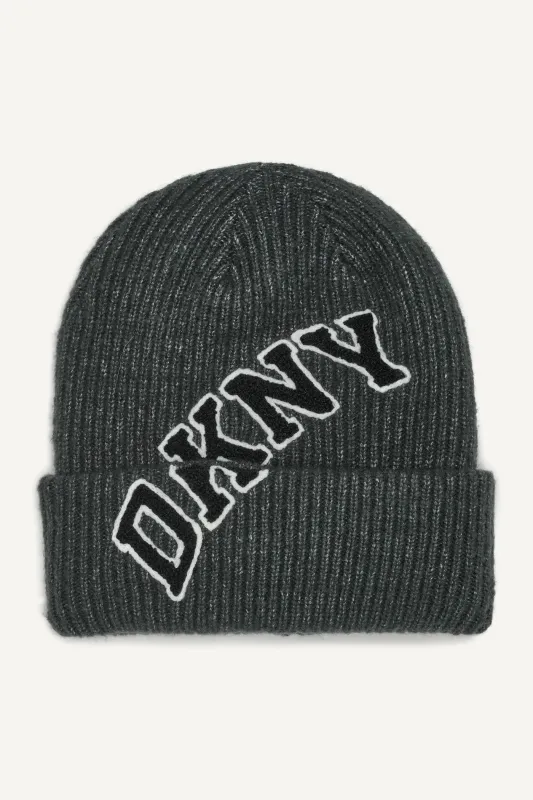 VARSITY KNIT LOGO BEANIE sold by DKNY