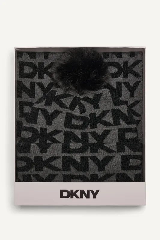 2 PIECE CHENILLE LOGO SCARF AND BEANIE SET sold by DKNY
