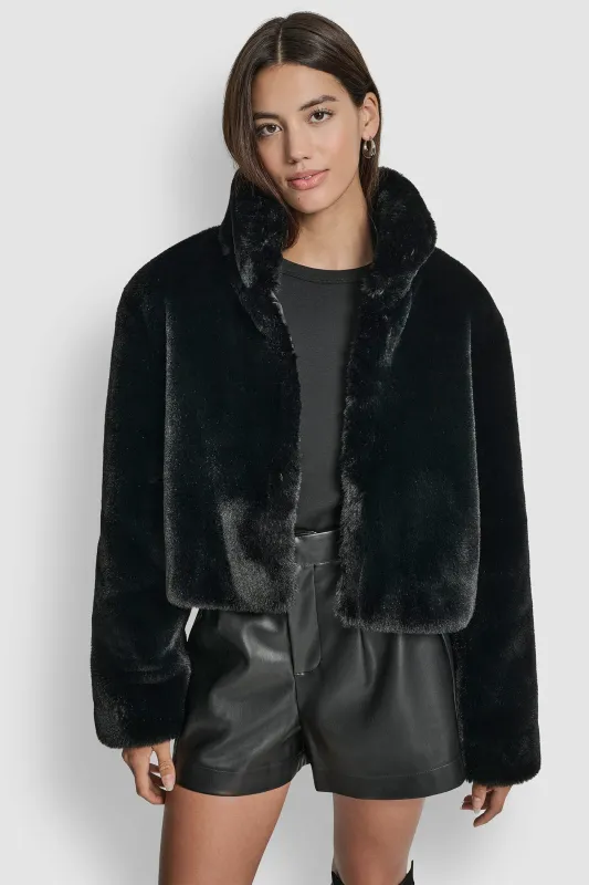 CROPPED FAUX FUR JACKET made by DKNY