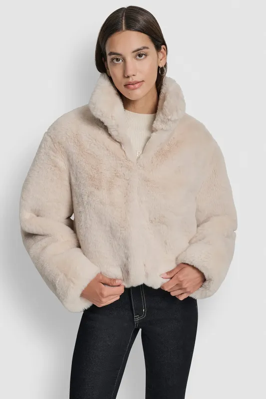 CROPPED FAUX FUR JACKET sold by DKNY