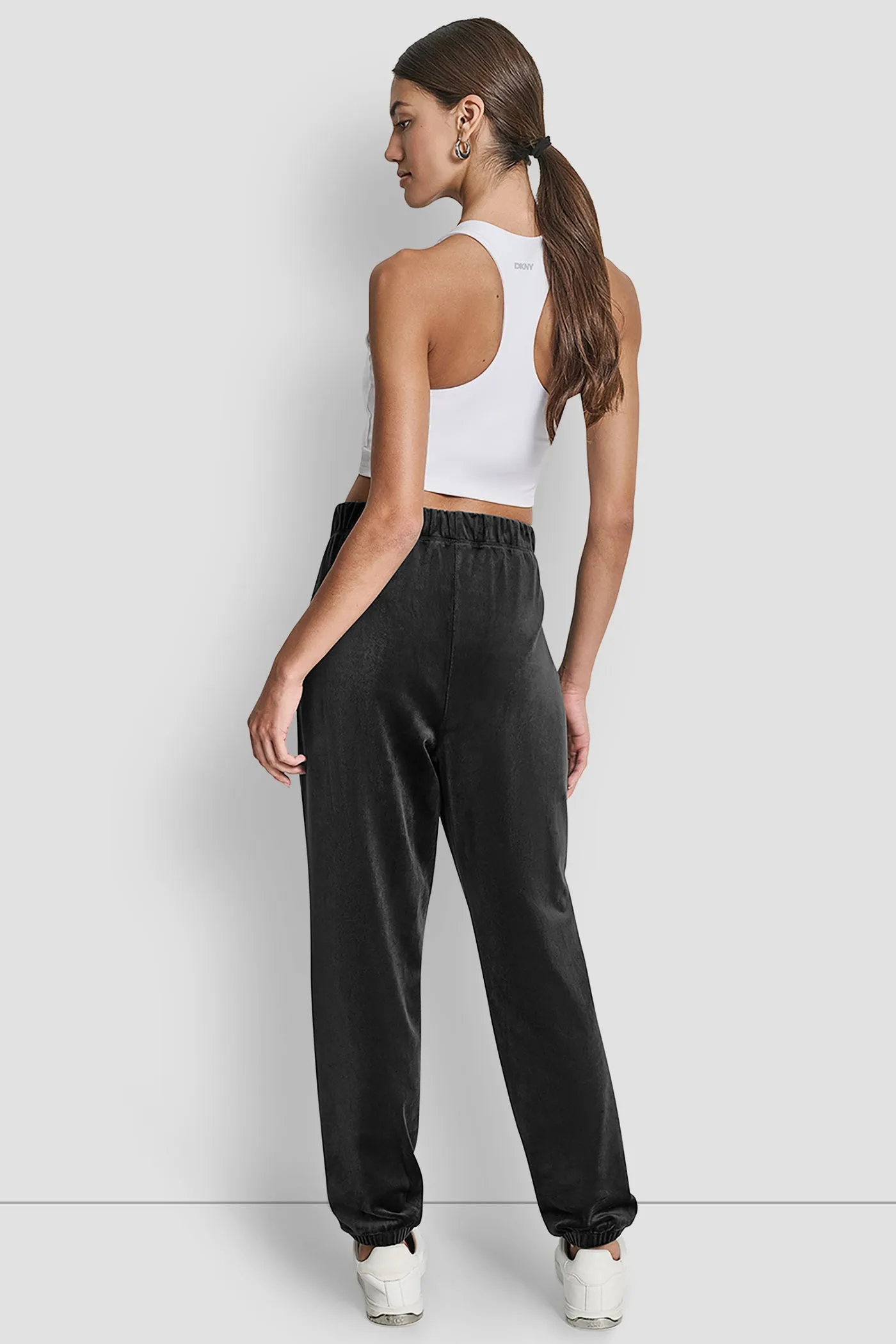 VELOUR RHINESTONE LOGO RELAXED JOGGER sold by DKNY product image thumbnail 5