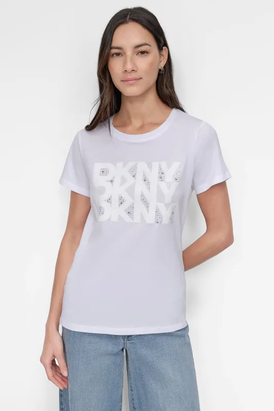 DKNY RHINESTONE DNA LOGO TEE sold by DKNY