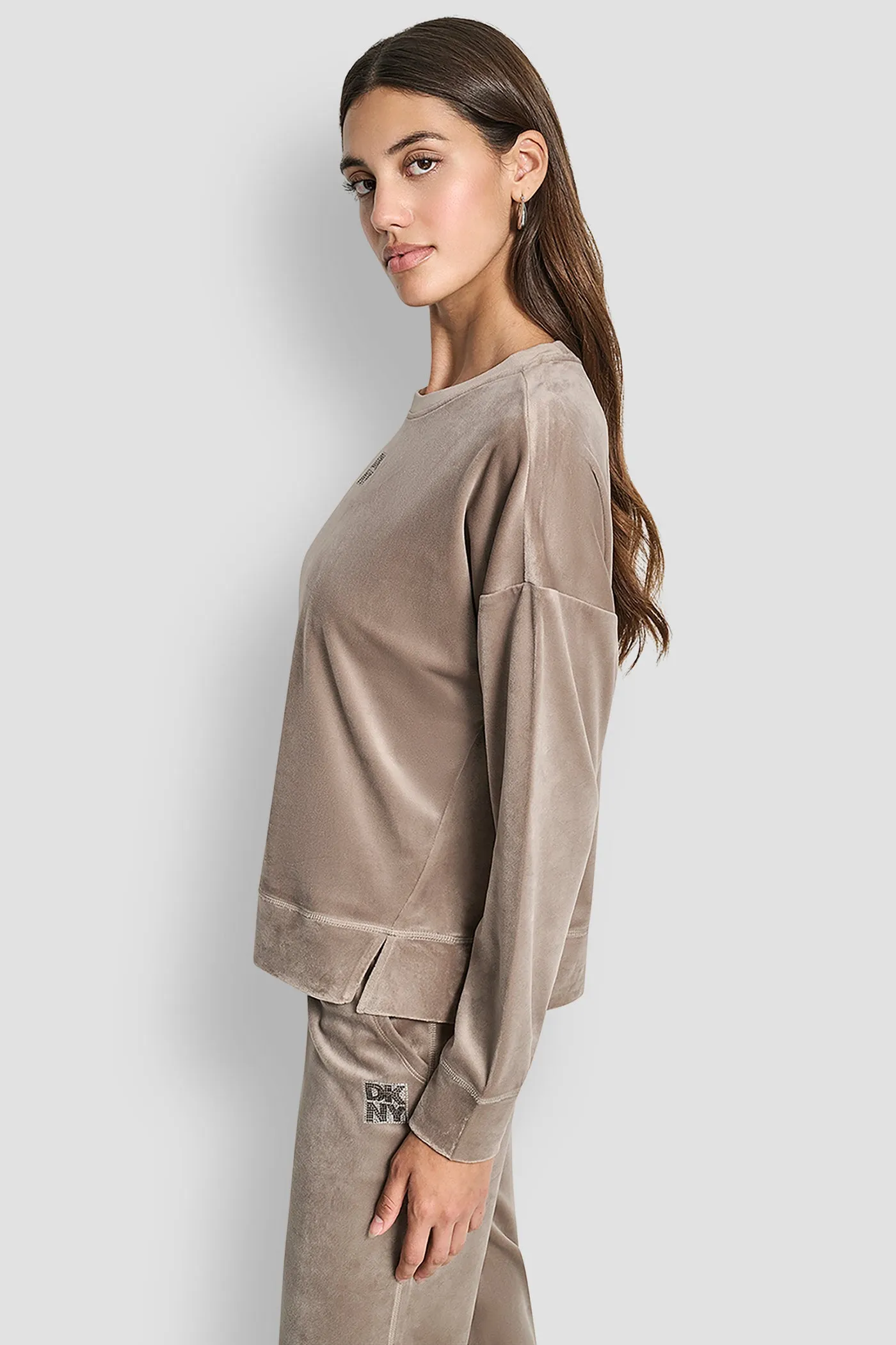 VELOUR RHINESTONE TWO TONE LOGO PULLOVER sold by DKNY product image thumbnail 4