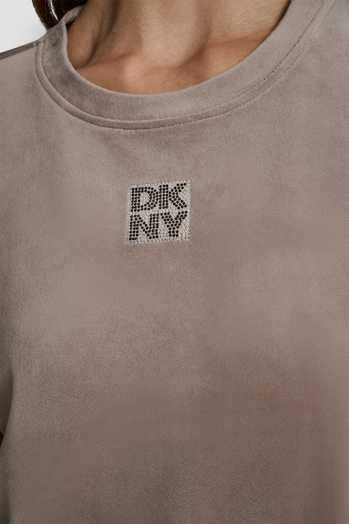 VELOUR RHINESTONE TWO TONE LOGO PULLOVER sold by DKNY product image thumbnail 5