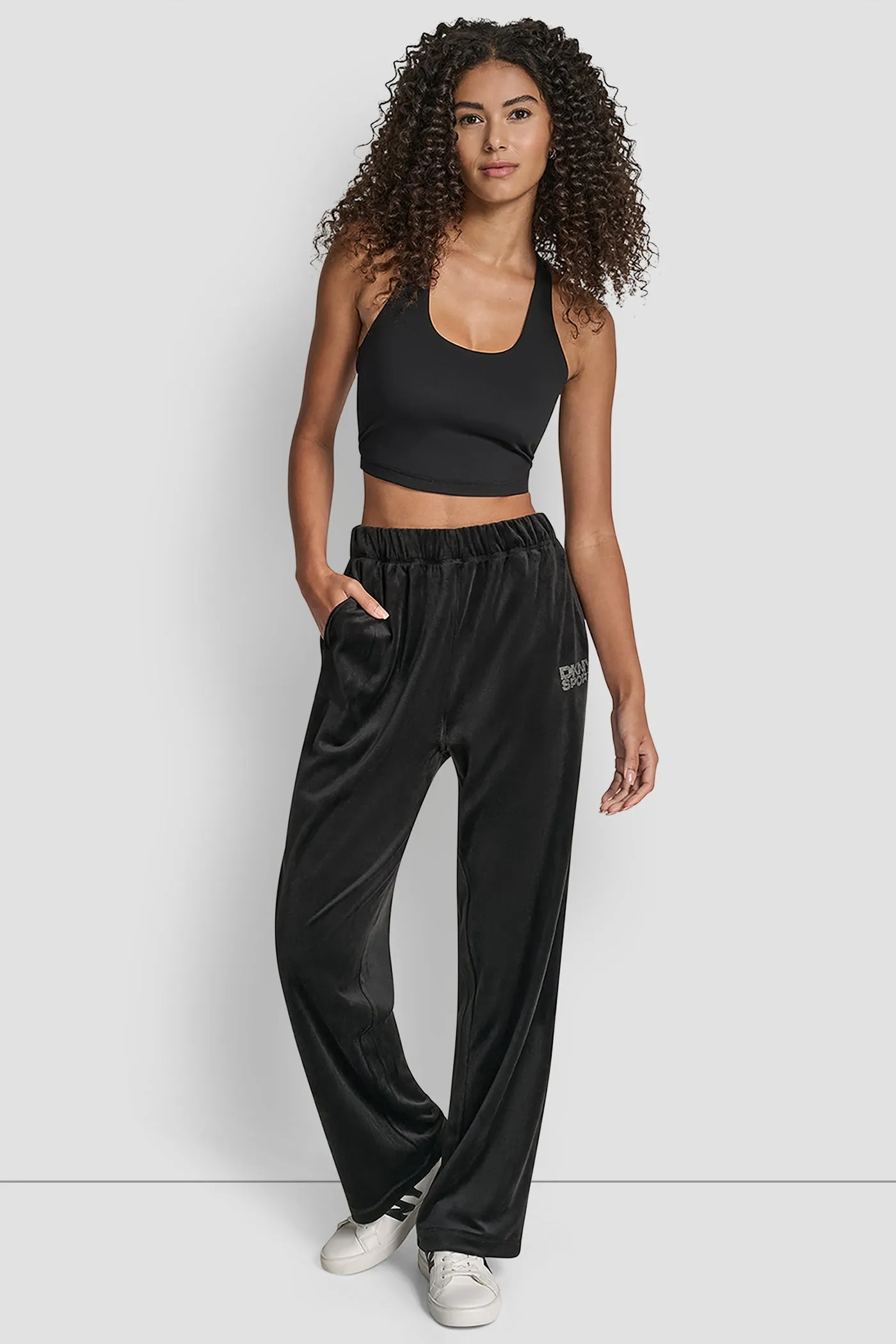 VELOUR RHINESTONE LOGO PANT sold by DKNY product image thumbnail 3