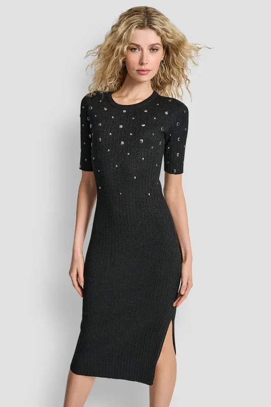 ALL OVER STUDDED SWEATSHIRT DRESS sold by DKNY