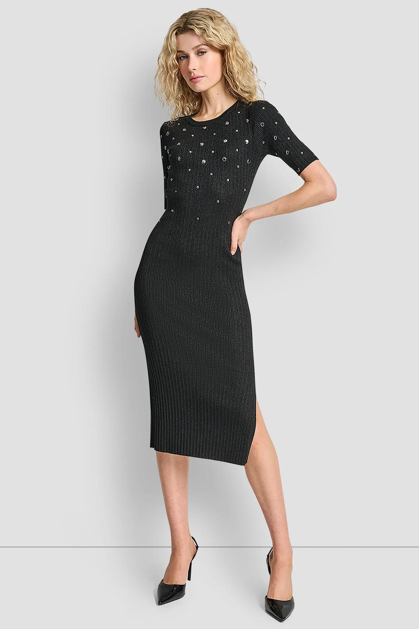 ALL OVER STUDDED SWEATSHIRT DRESS sold by DKNY product image thumbnail 3