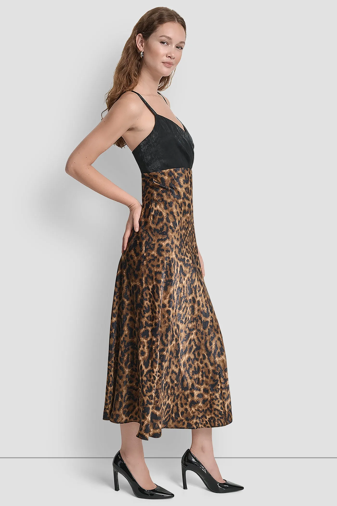 SLEEVELESS PRINTED SATIN DRESS sold by DKNY product image thumbnail 3
