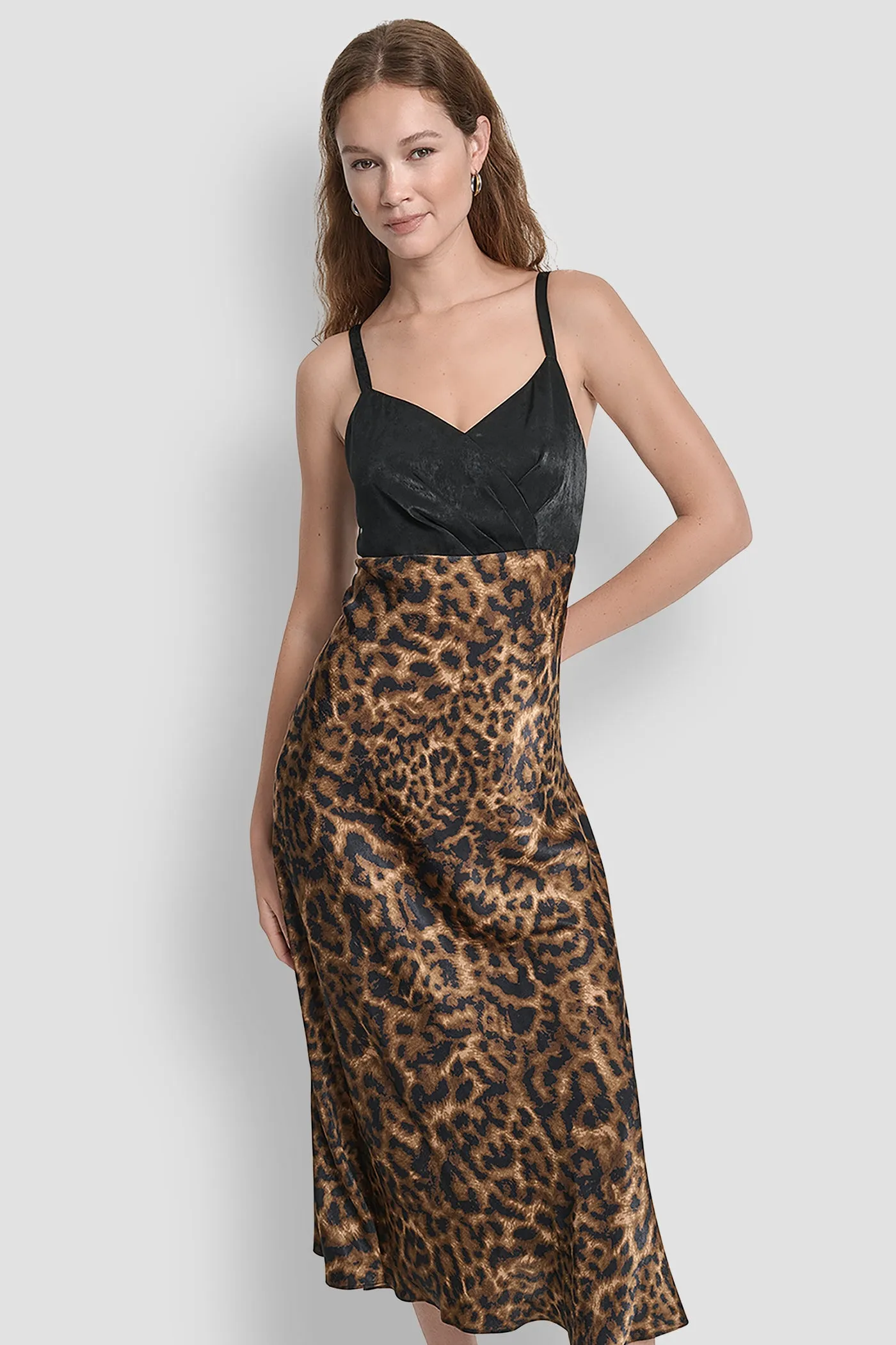 SLEEVELESS PRINTED SATIN DRESS sold by DKNY product image thumbnail 4