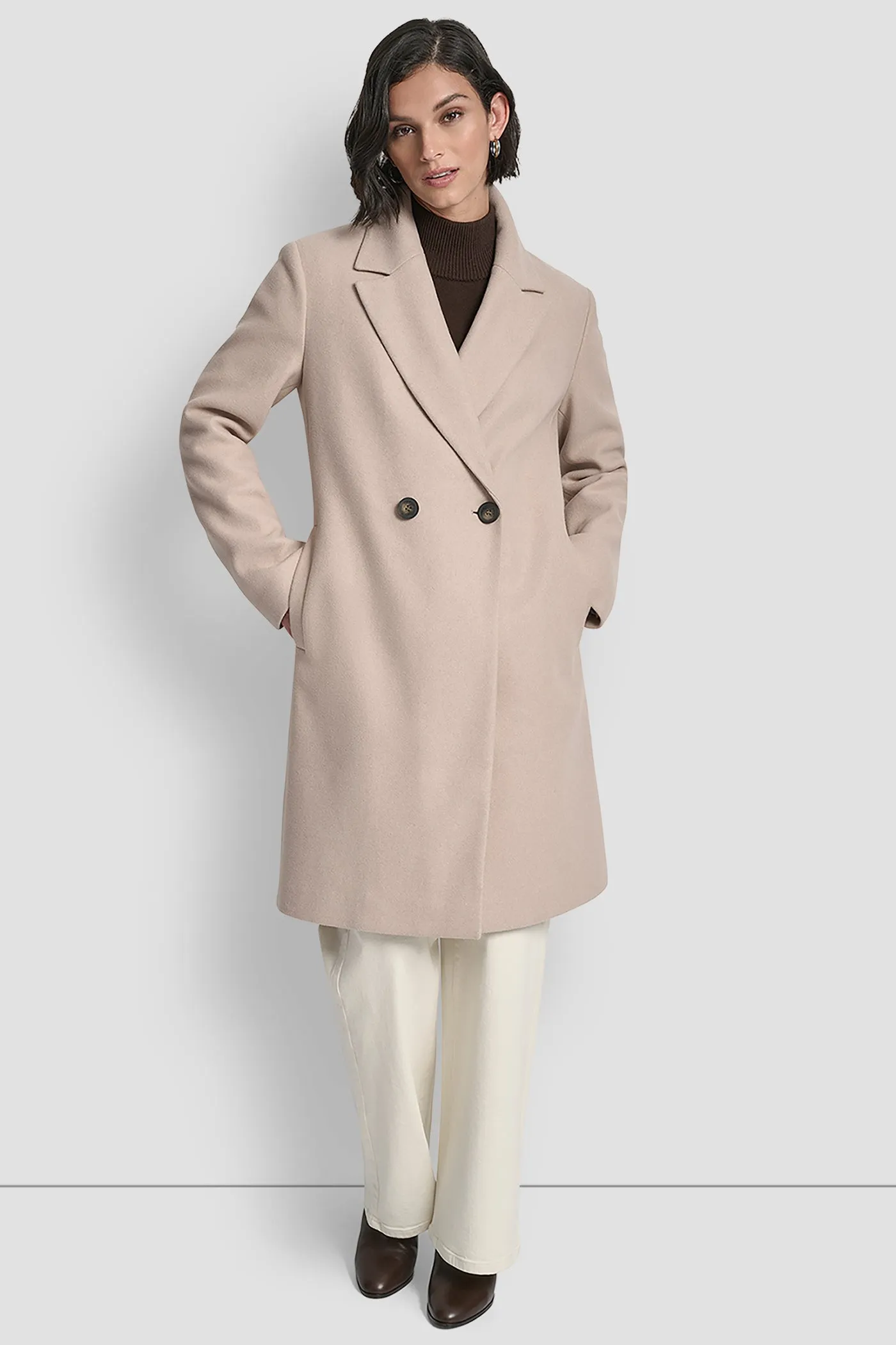 DOUBLE BREASTED FAUX WOOL COAT sold by DKNY product image thumbnail 3