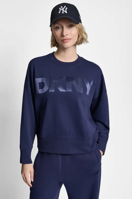 OVERSIZED SATIN TERRY CREW NECK sold by DKNY