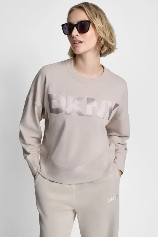 OVERSIZED SATIN TERRY CREW NECK sold by DKNY