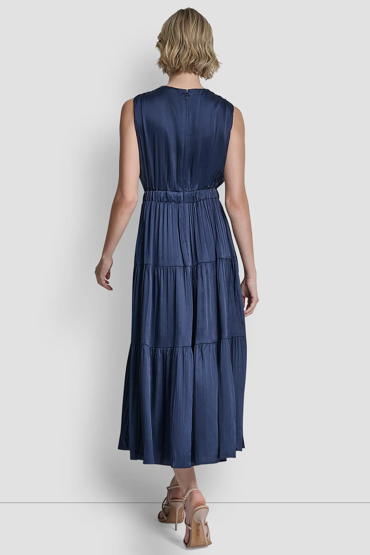 PLEATED SATIN TIE-WAIST MIDI DRESS sold by DKNY product image thumbnail 2