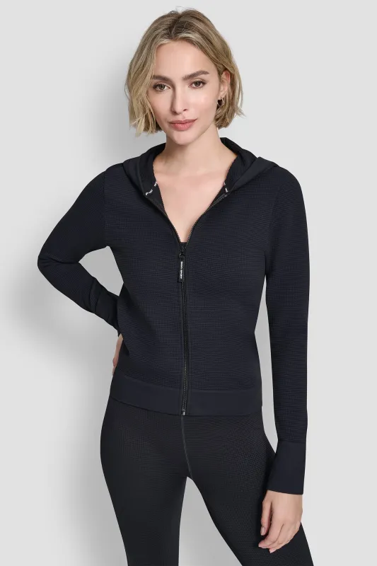SEAMLESS GRID FULL ZIP HOODIE sold by DKNY
