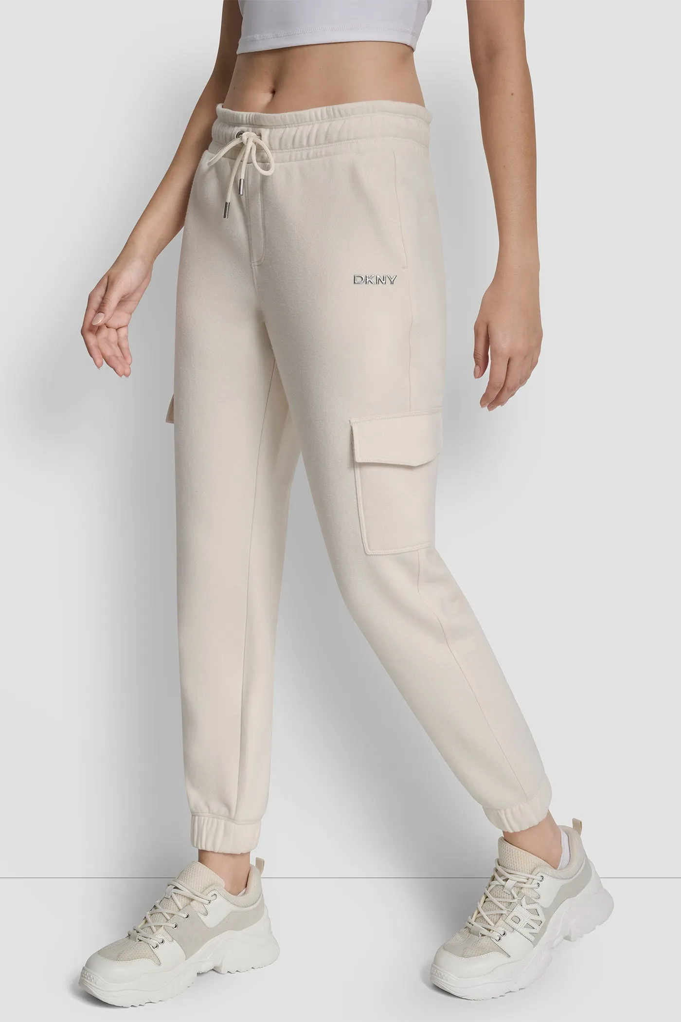 METALLIC BUBBLE LOGO SLIM FIT FLEECE CARGO JOGGER sold by DKNY product image thumbnail 3