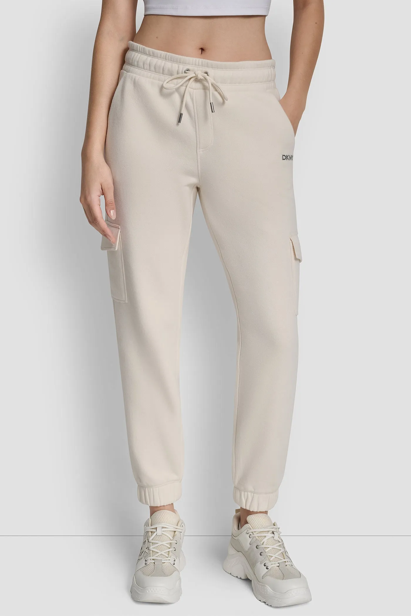 METALLIC BUBBLE LOGO SLIM FIT FLEECE CARGO JOGGER sold by DKNY product image thumbnail 4