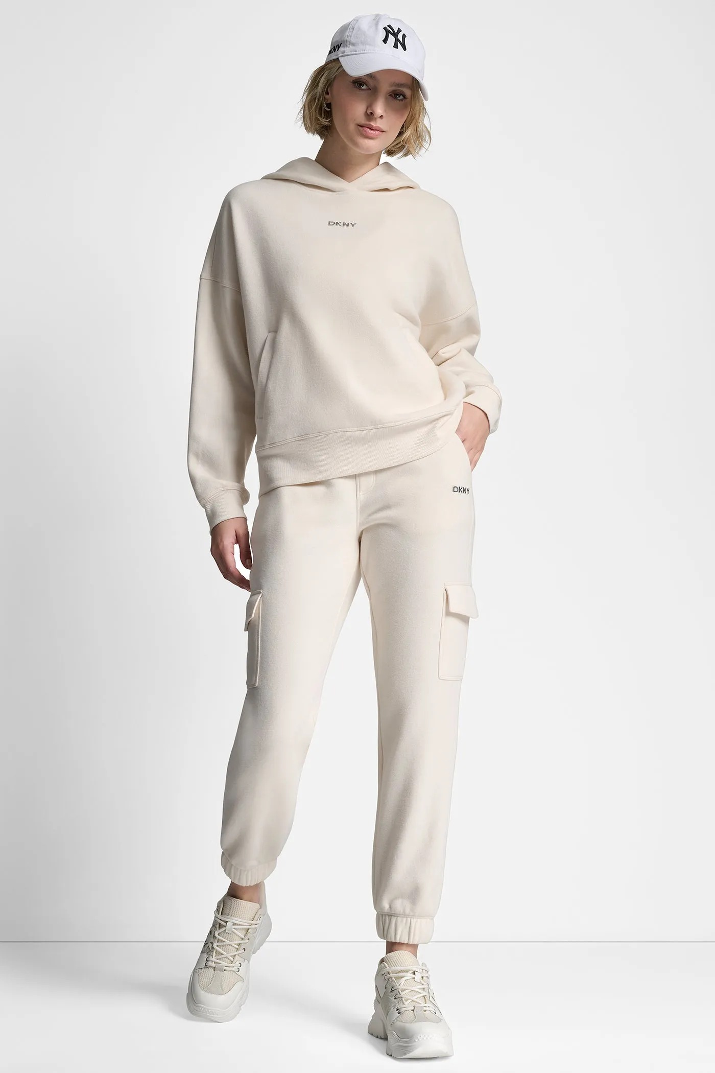 METALLIC BUBBLE LOGO SLIM FIT FLEECE CARGO JOGGER sold by DKNY product image thumbnail 2