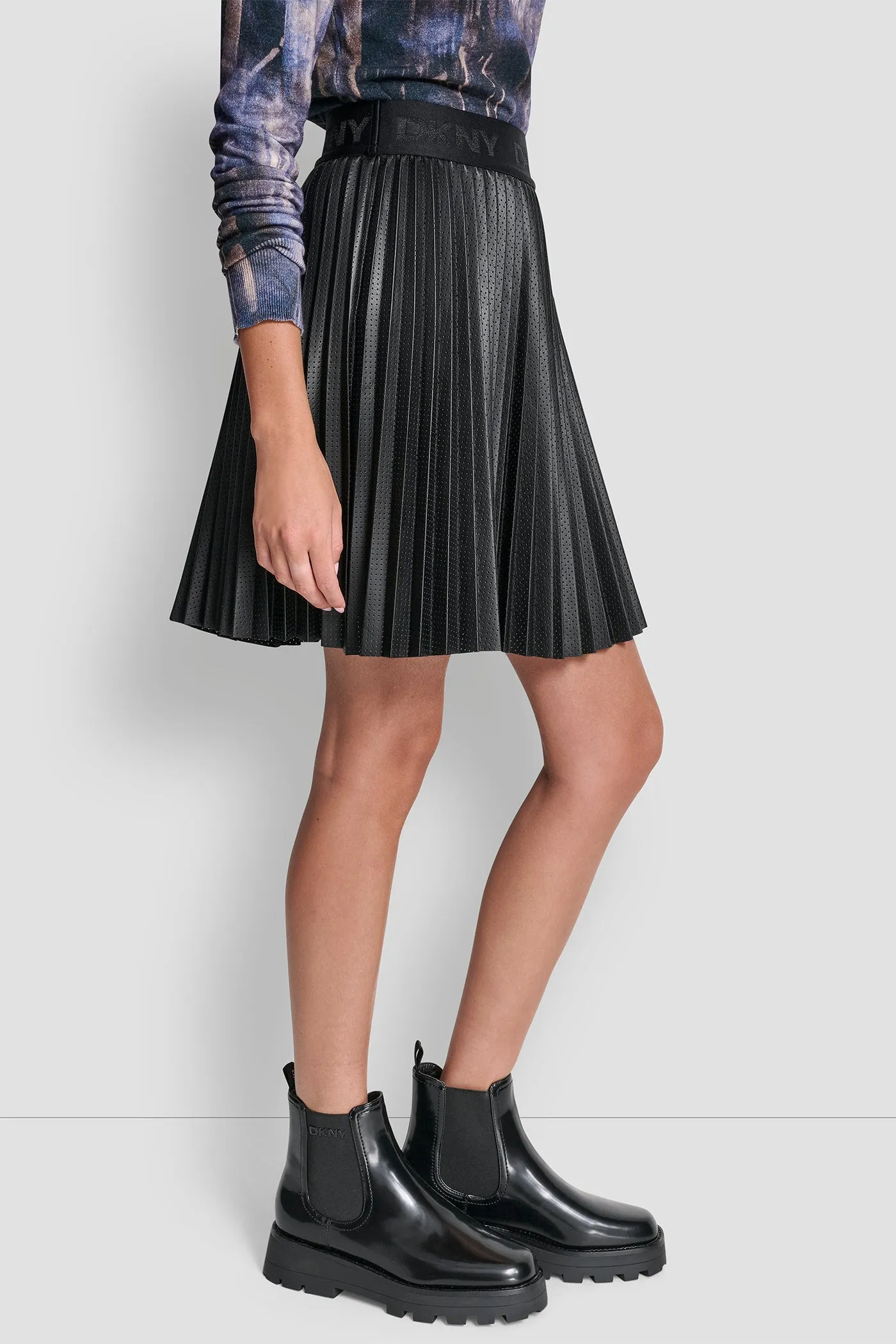 PLEATED FAUX LEATHER SKIRT sold by DKNY product image thumbnail 3
