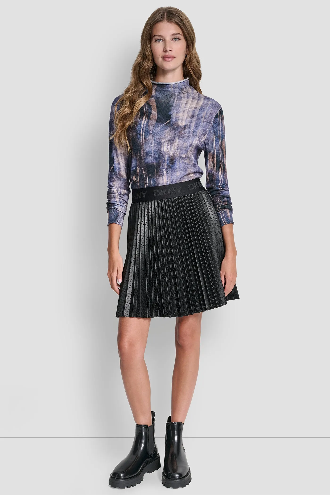 PLEATED FAUX LEATHER SKIRT sold by DKNY product image thumbnail 4