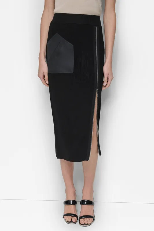 ZIP DETAILED MIDI SWEATER SKIRT sold by DKNY