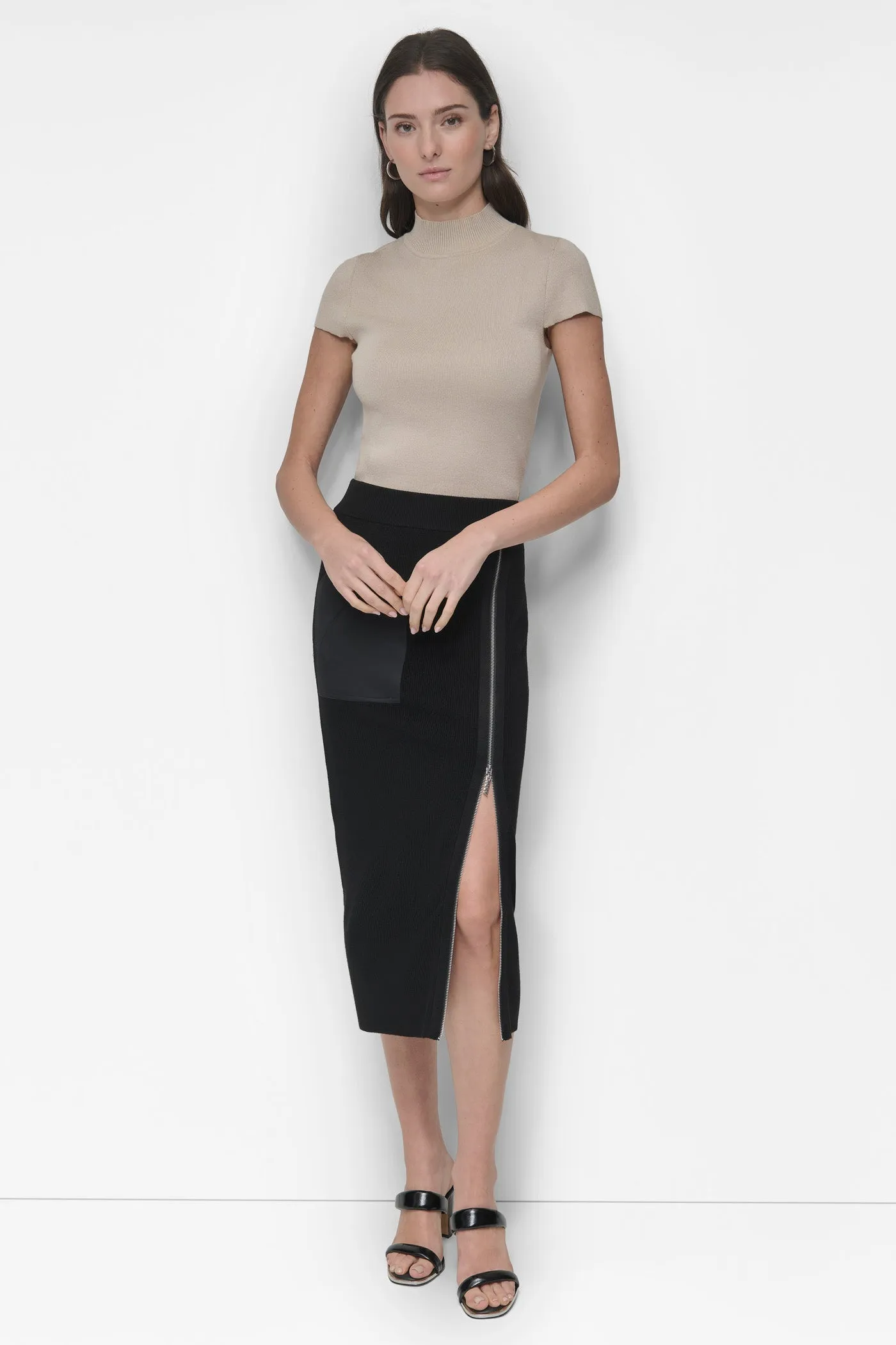 ZIP DETAILED MIDI SWEATER SKIRT sold by DKNY product image thumbnail 4