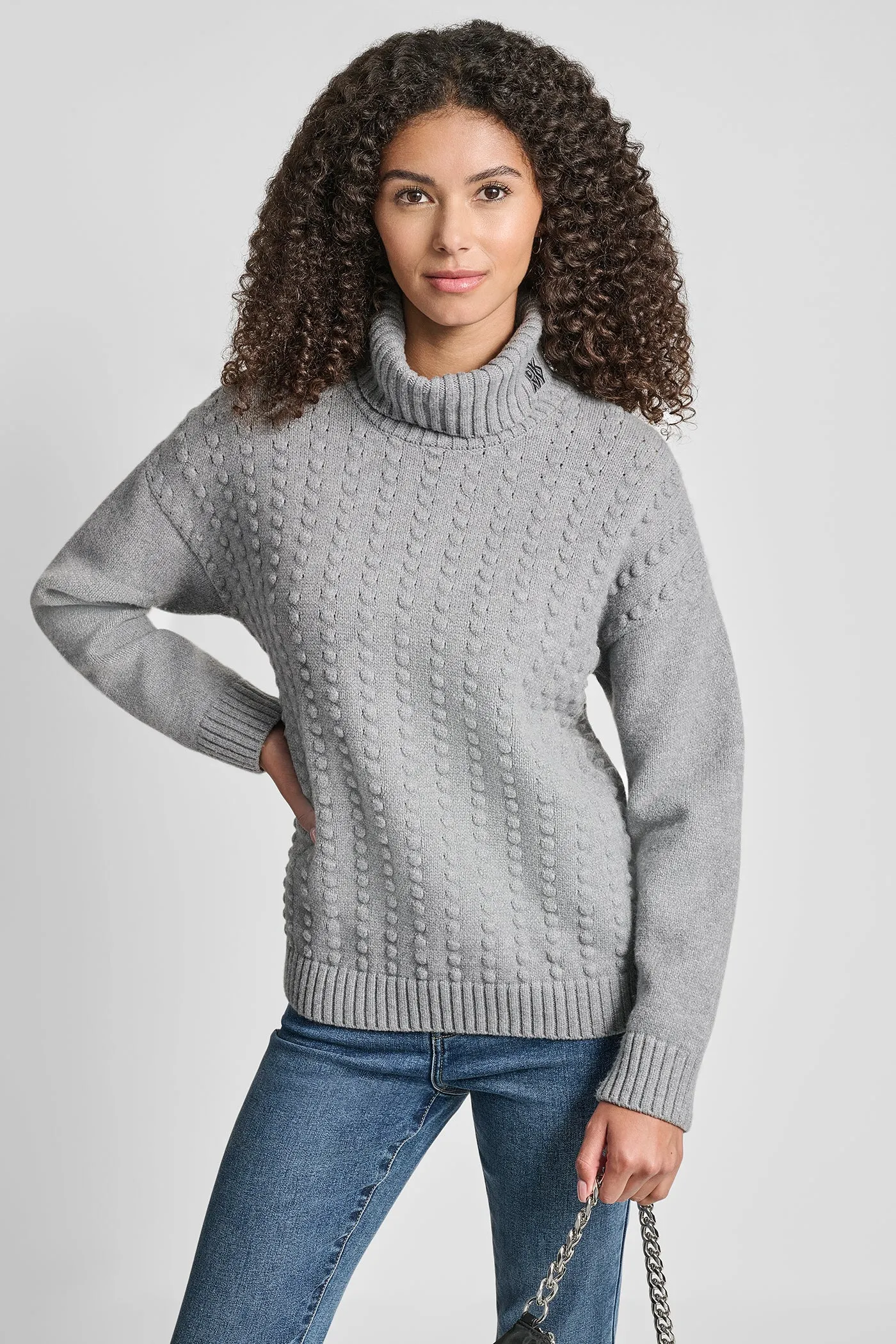 TURTLE NECK BOBBLE STICH SWEATER sold by DKNY