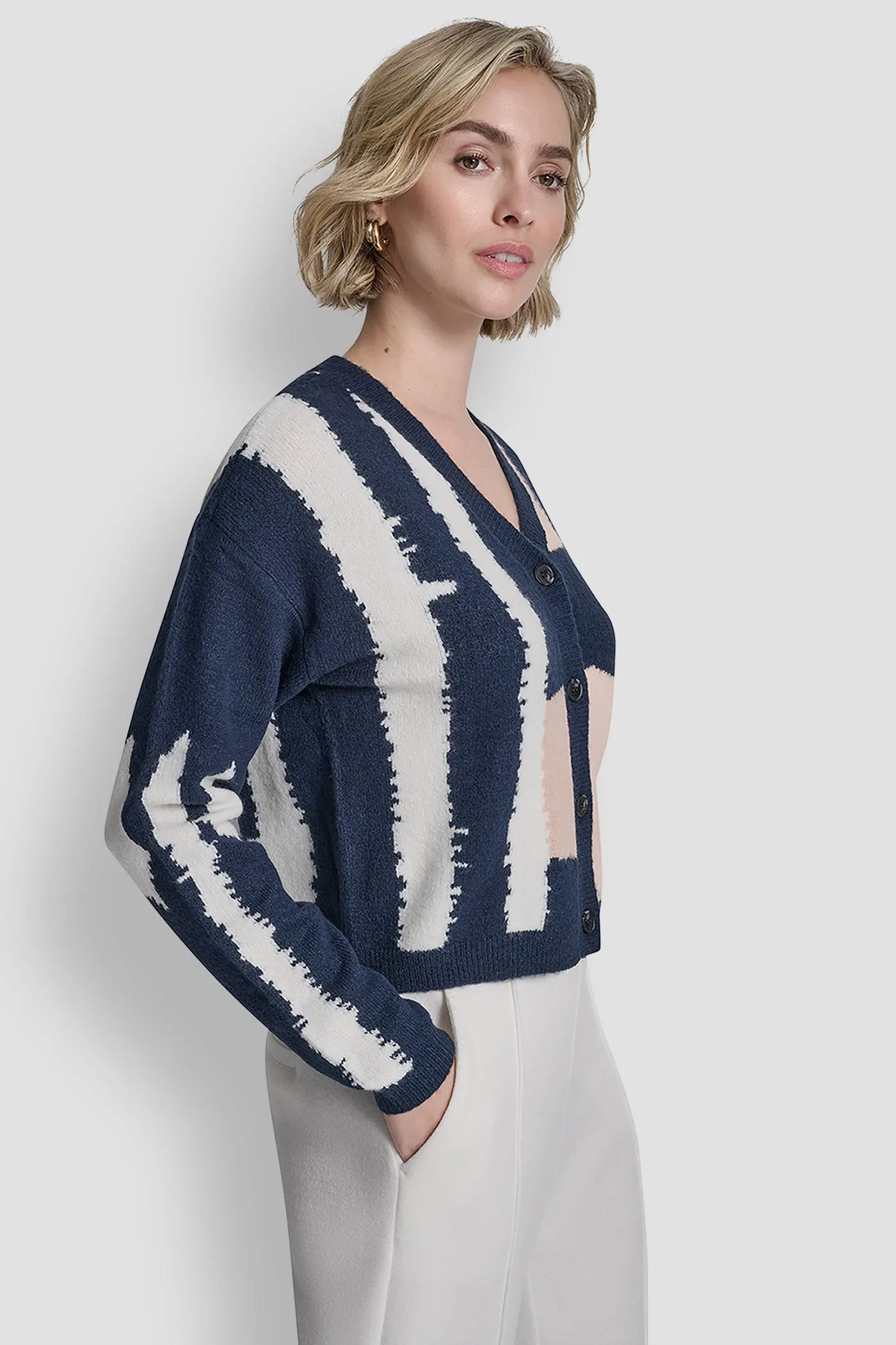 CROPPED COLORBLOCK CARDIGAN sold by DKNY product image thumbnail 3