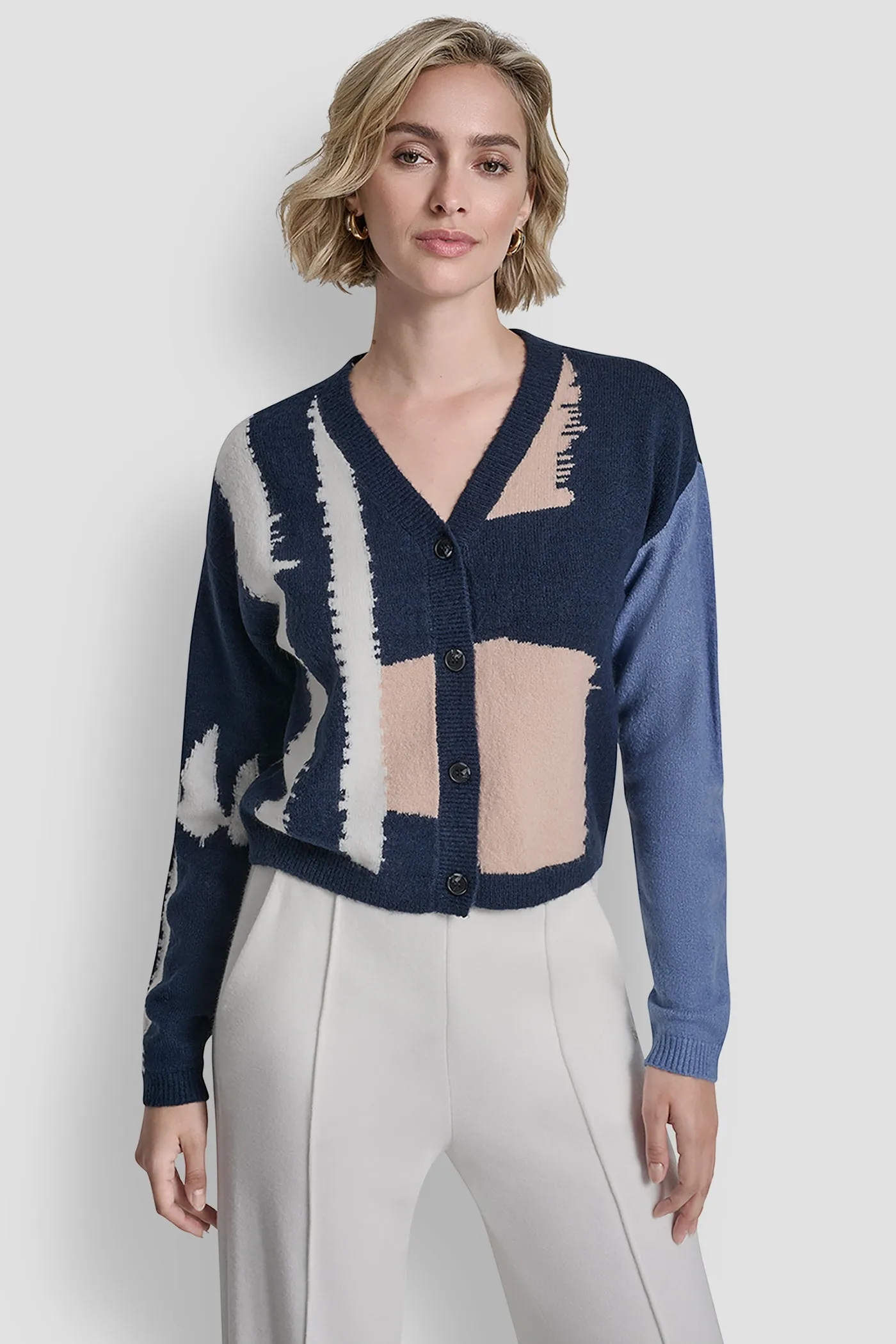 CROPPED COLORBLOCK CARDIGAN sold by DKNY