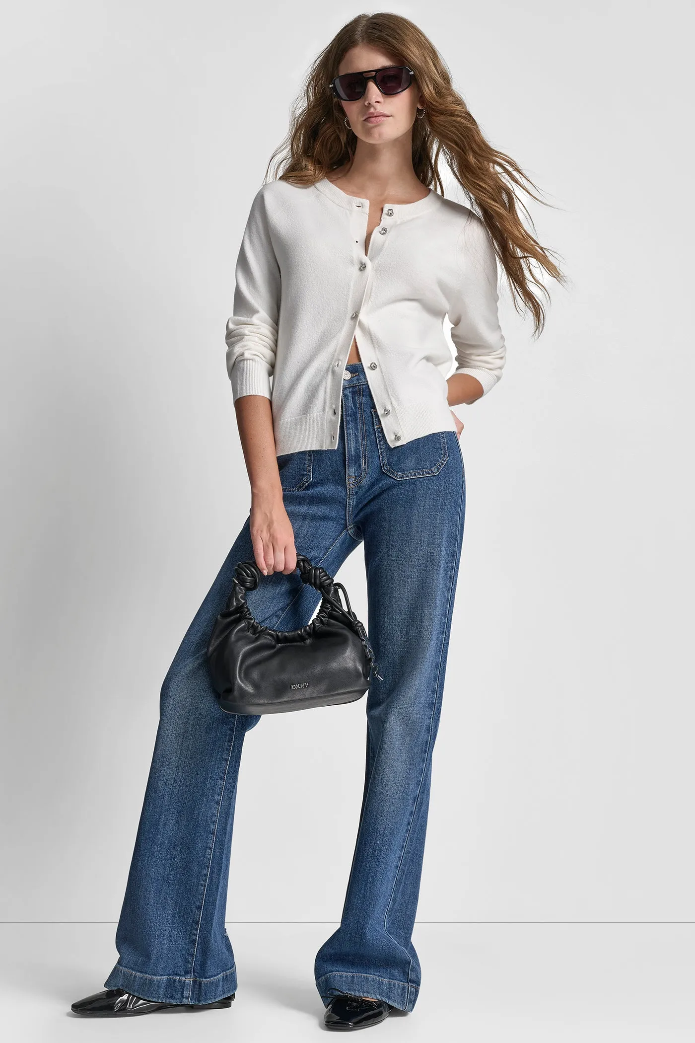 LONG SLEEVE CARDIGAN W RHINESTONE BUTTONS sold by DKNY product image thumbnail 4