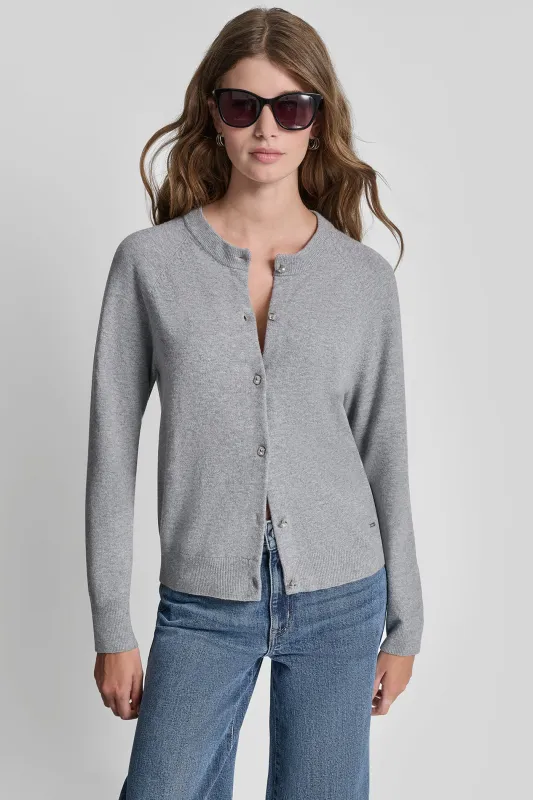 LONG SLEEVE CARDIGAN W RHINESTONE BUTTONS sold by DKNY