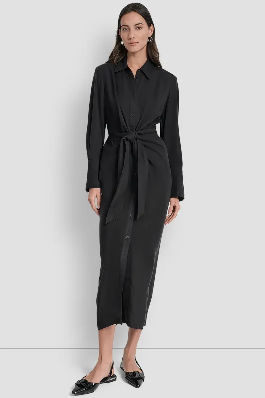 GARMENT DYE LONG SLEEVE BUTTON FRONT SHIRT DRESS sold by DKNY